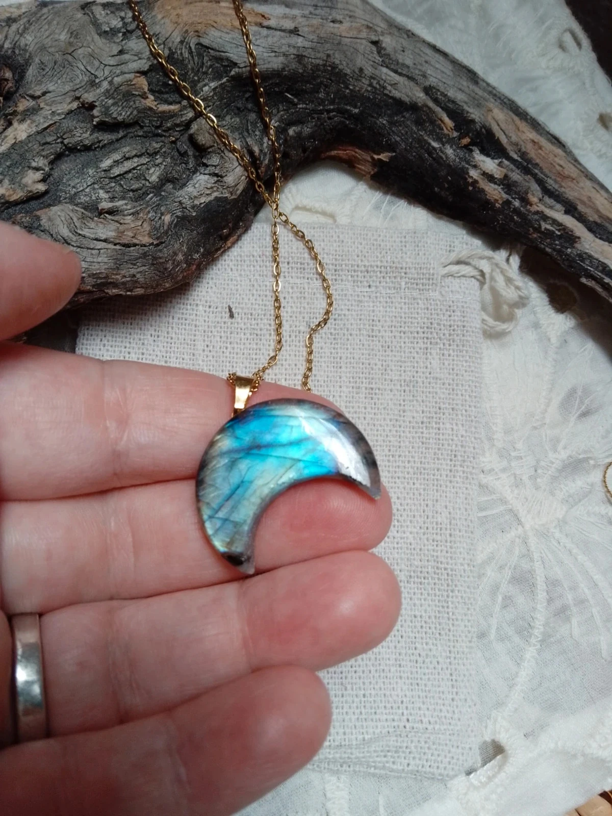 Collier lune en pierre de labradorite naturelle – photo 2